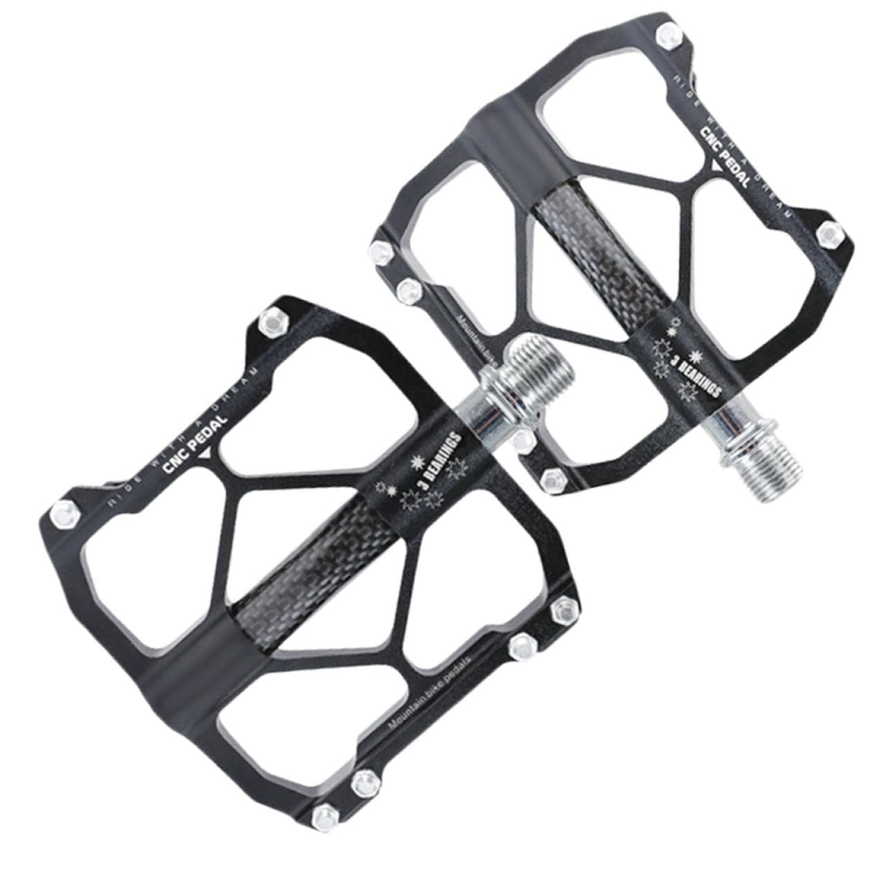 1 Paar Pedale aus Aluminiumlegierung mit Lager für Mountainbike | Drei Lager, Schwarz, Rutschfeste Pins für Ruhiges Fahren, Fahrradersatzteil für Trekking und Zubehör