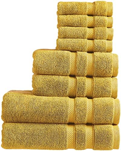 Christy Chroma Yellow Bath Towels | Set of 2 | Highly Absorbent Heavyweight 675GSM | Bold and Bright | Soft Velvety Smooth Bathroom Shower Towels | 100% Cotton | Sustainably Made | Ochre