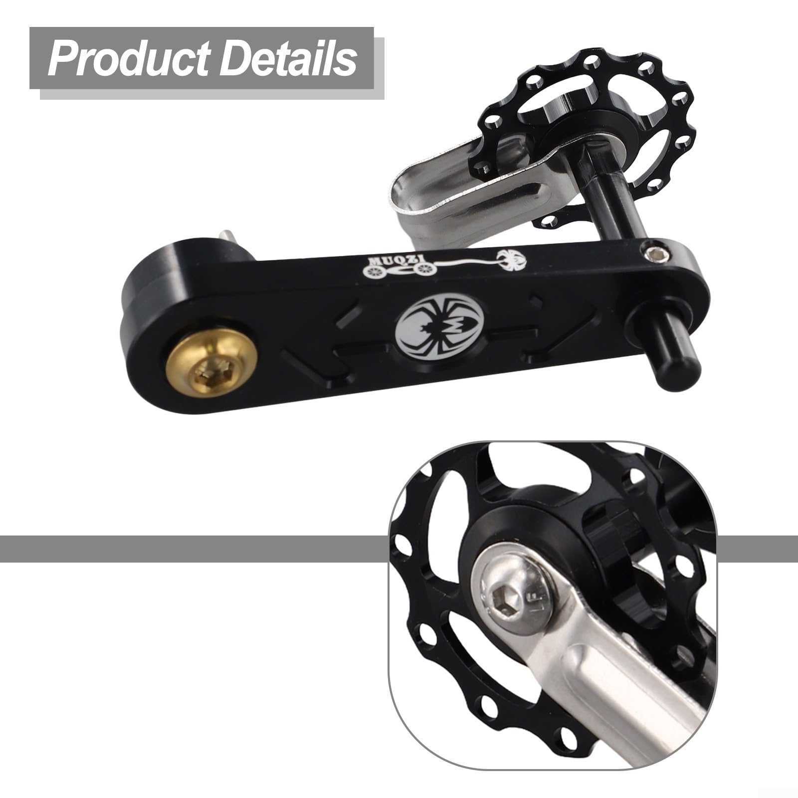 Tensor de cadena de bicicleta MTB Oniissy, adaptador de guía de cadena de una sola velocidad, tensor de rodillo mejorado (negro)