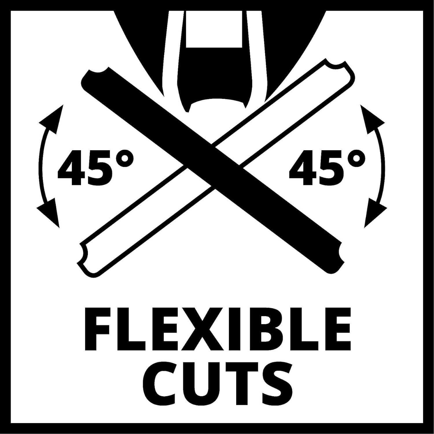 Icon showing flexible cuts up to 45 degrees