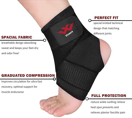 Miniatura 4 de Vinaco Tobillera, paquete de 2 tobilleras transpirables y fuertes para esguinces de tobillo, estabiliza los ligamentos, previene nuevas lesiones,