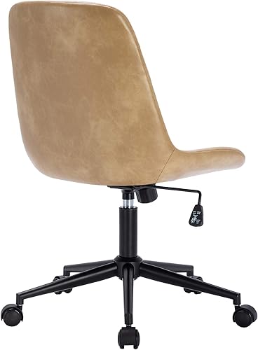 Miniatura 5 de Duhome - Silla de oficina moderna de piel sintética, silla de escritorio giratoria de altura ajustable con ruedas, color negro
