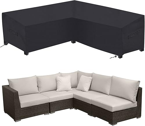 MIFXIN Funda de sofá modular para patio al aire libre, impermeable, resistente al viento, 85 x 85 pulgadas, en forma de V, protector de muebles para