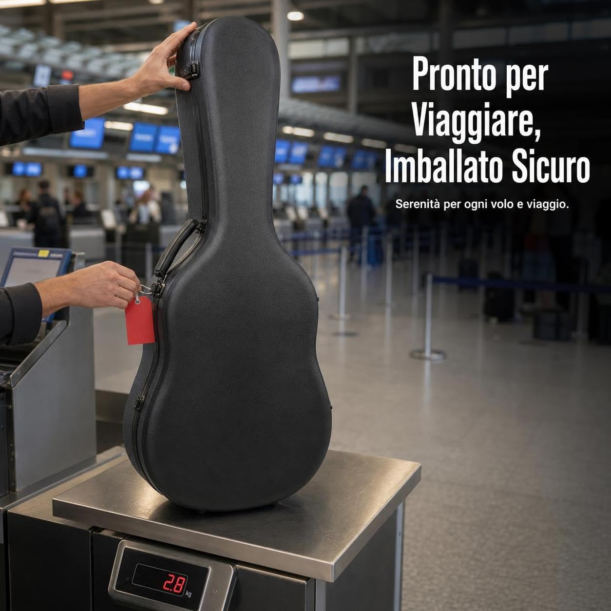 Contenitore rigido per chitarra classica acustica, valigetta protettiva impermeabile per da 39/41 pollici, per studio, 39 pollici