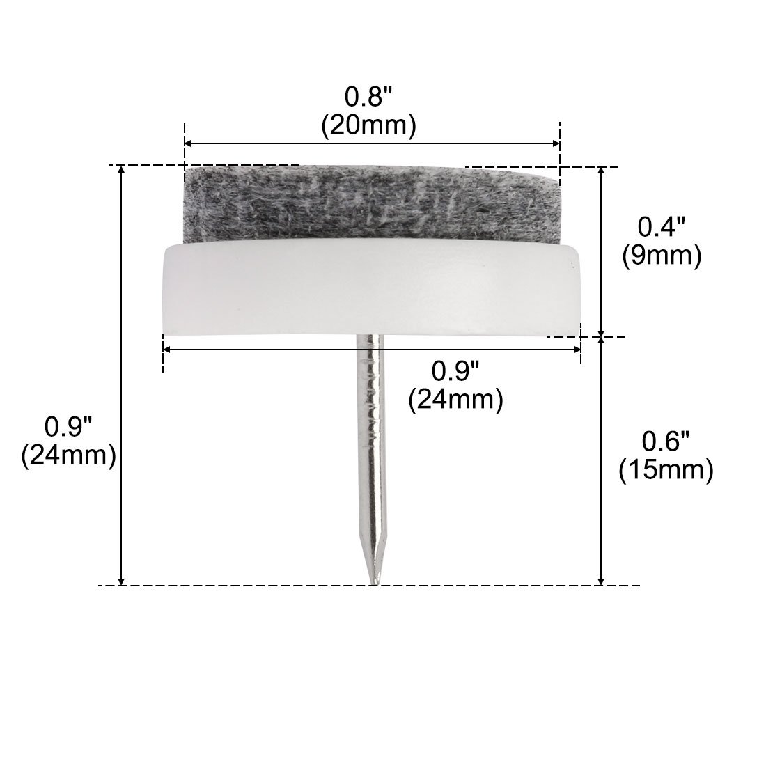 Office Table Chair Furniture Feet Legs Floor Protector Felt Pad Nails 24mm Dia Pack of 12 id 7cf — view 2