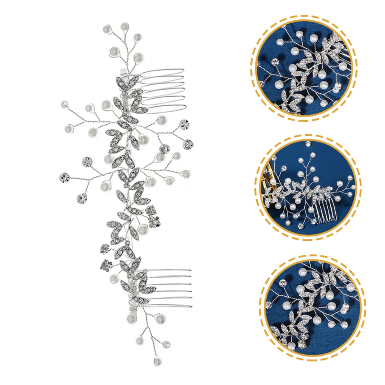 FRCOLOR 5 Piezas accesorios para el cabello de novia diadema de perlas accesorios para el cabello para niñas hair topper horquillas de novia suministros de boda tocado para Metal