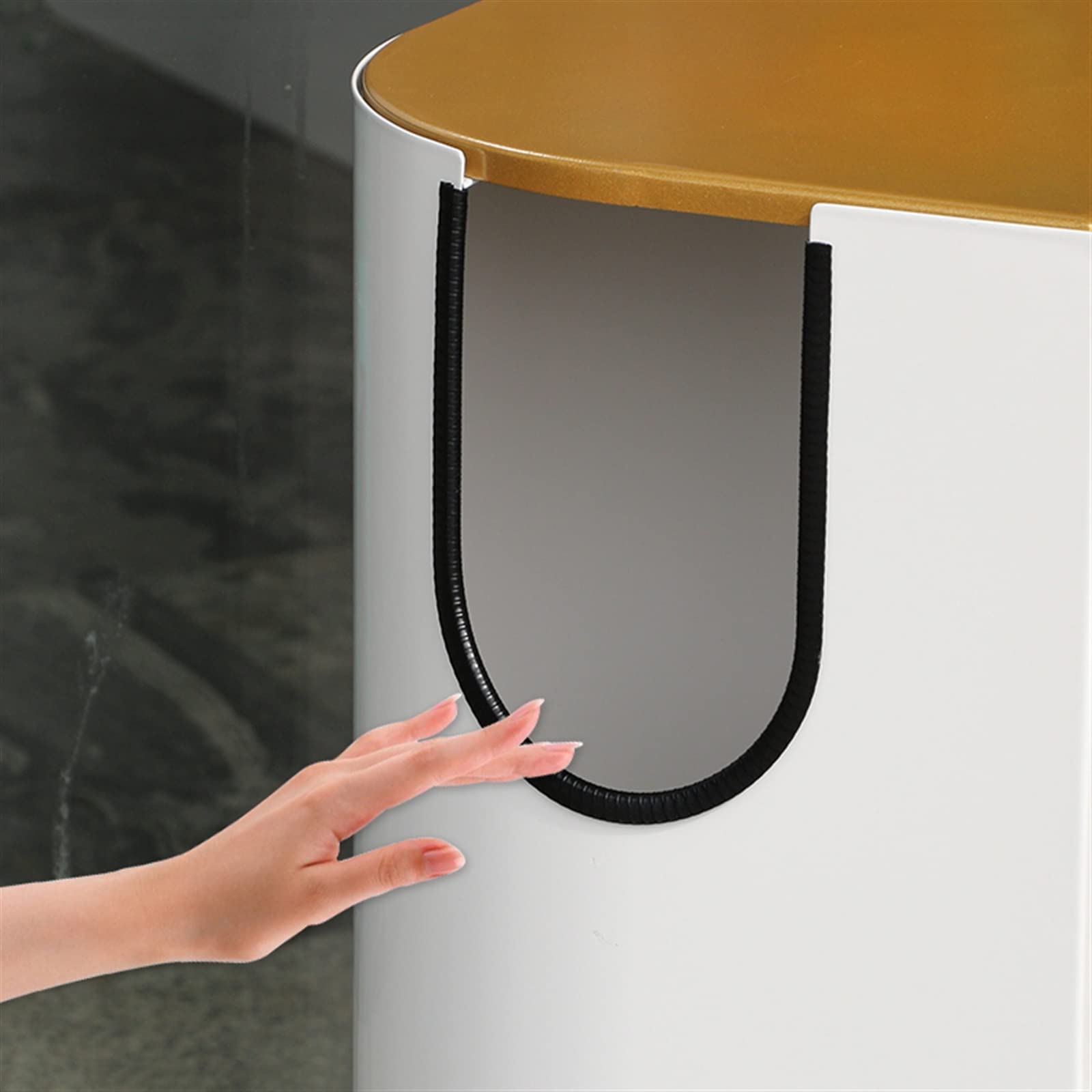 Pattumiera per Esterni, Grande pattumiera per aziende con Coperchio Dorato, Contenitore per Interni/rifiuti, pattumiera in Metallo alla Moda (Grigio)