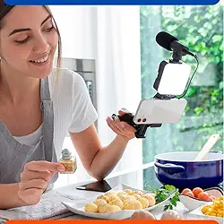 Kit Profissional de Gravação para Celular 5 em 1, Suporte para Marketing Digital, Youtuber, Criação de Conteúdo