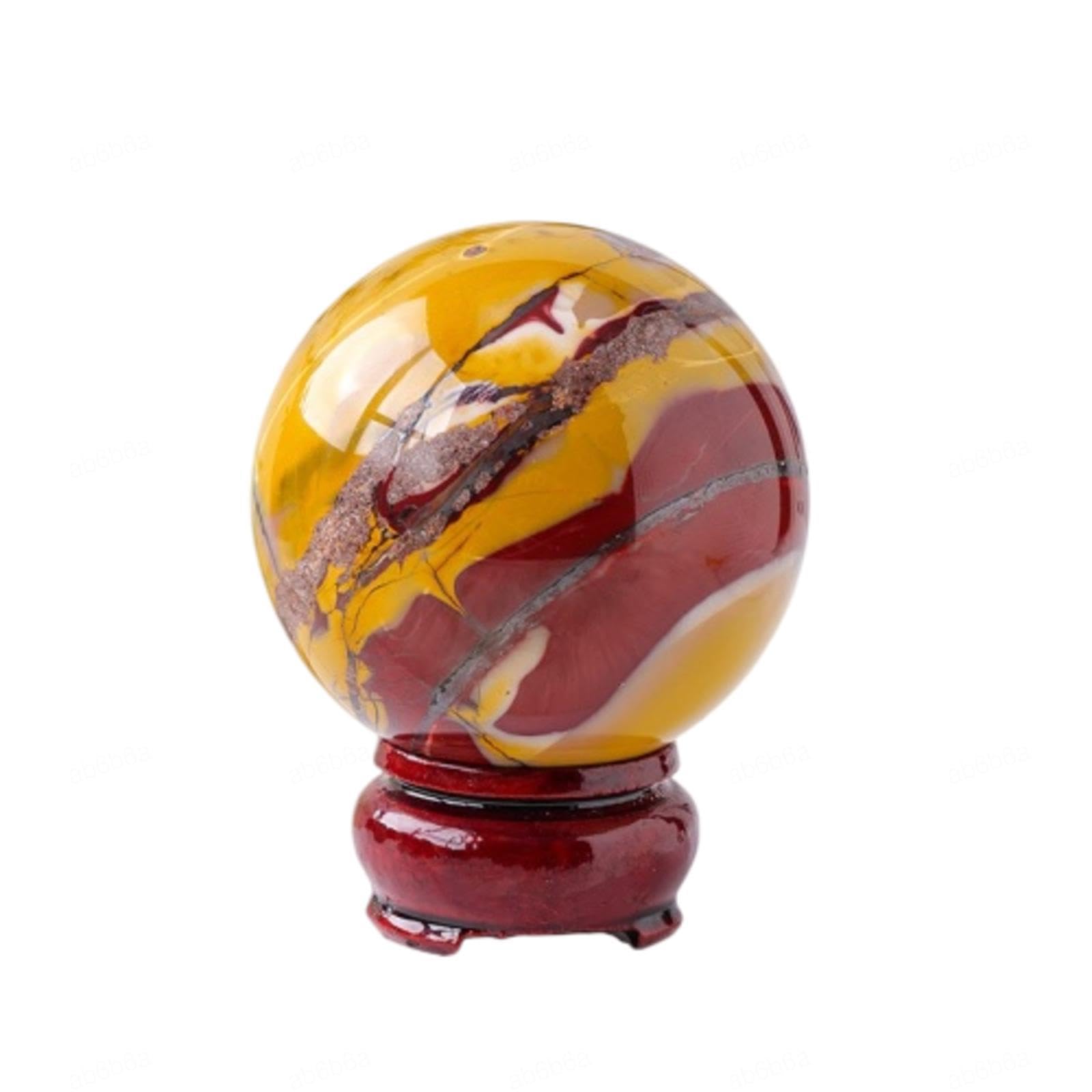 XGINERFEX Eggs Yolk Quartz Ball Sphere Gemstone - Hand Carved Crystal Decorative with Wooden Stand Spiritual Cleansing Metaphysical Gift,Egg ball-50~55mm Gemstone Stone