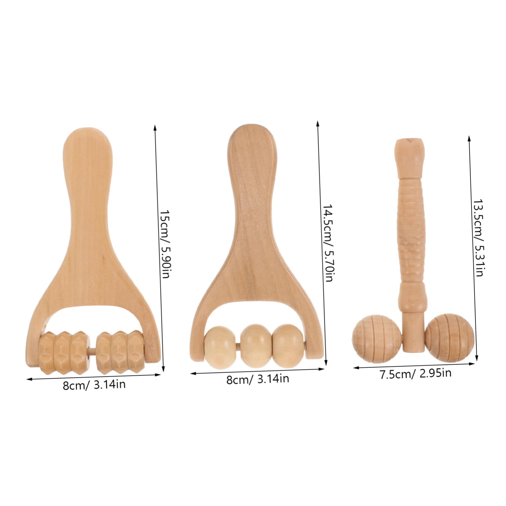 BESTYASH 4 Set Strumenti Di Massaggiatore Massaggiante Massaggio Al Collo Massaggiatore Della Spalla Massaggiatore Al Collo Strumento Di Massaggio Manuale Di Legno 3 Pezzi * 4