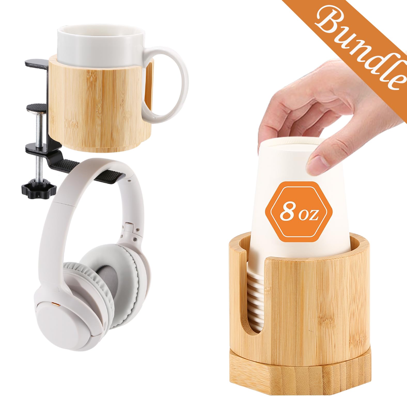 Amazon.com: 8oz Coffee Cup Dispenser and 2 in 1 Desk Cup Holder
