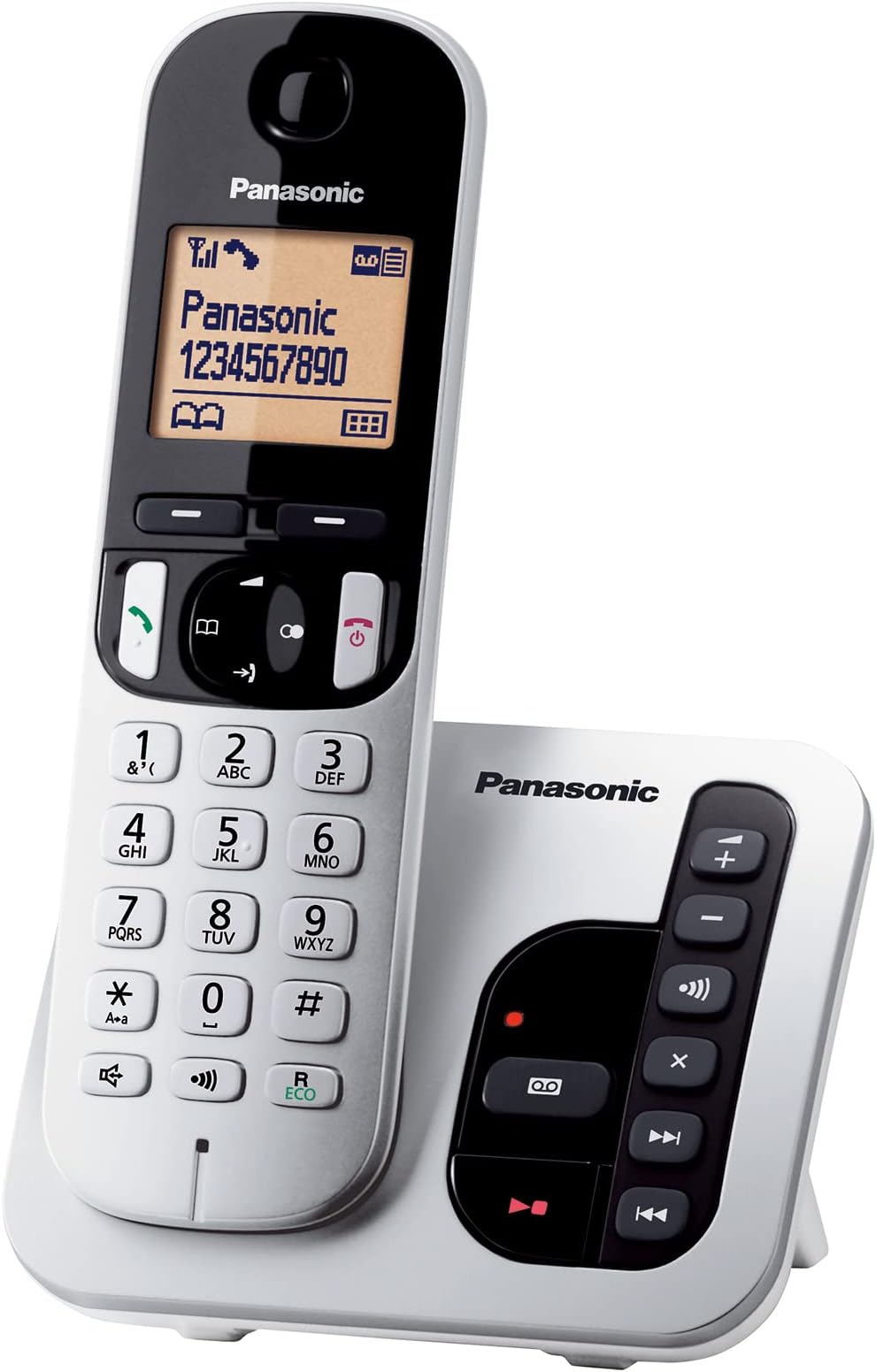 DECT Cordless Phone with Digital Answering System, Nuisance Call Block, 1 Handset, UAE Certified - KX-TGC220UE1 (Silver)