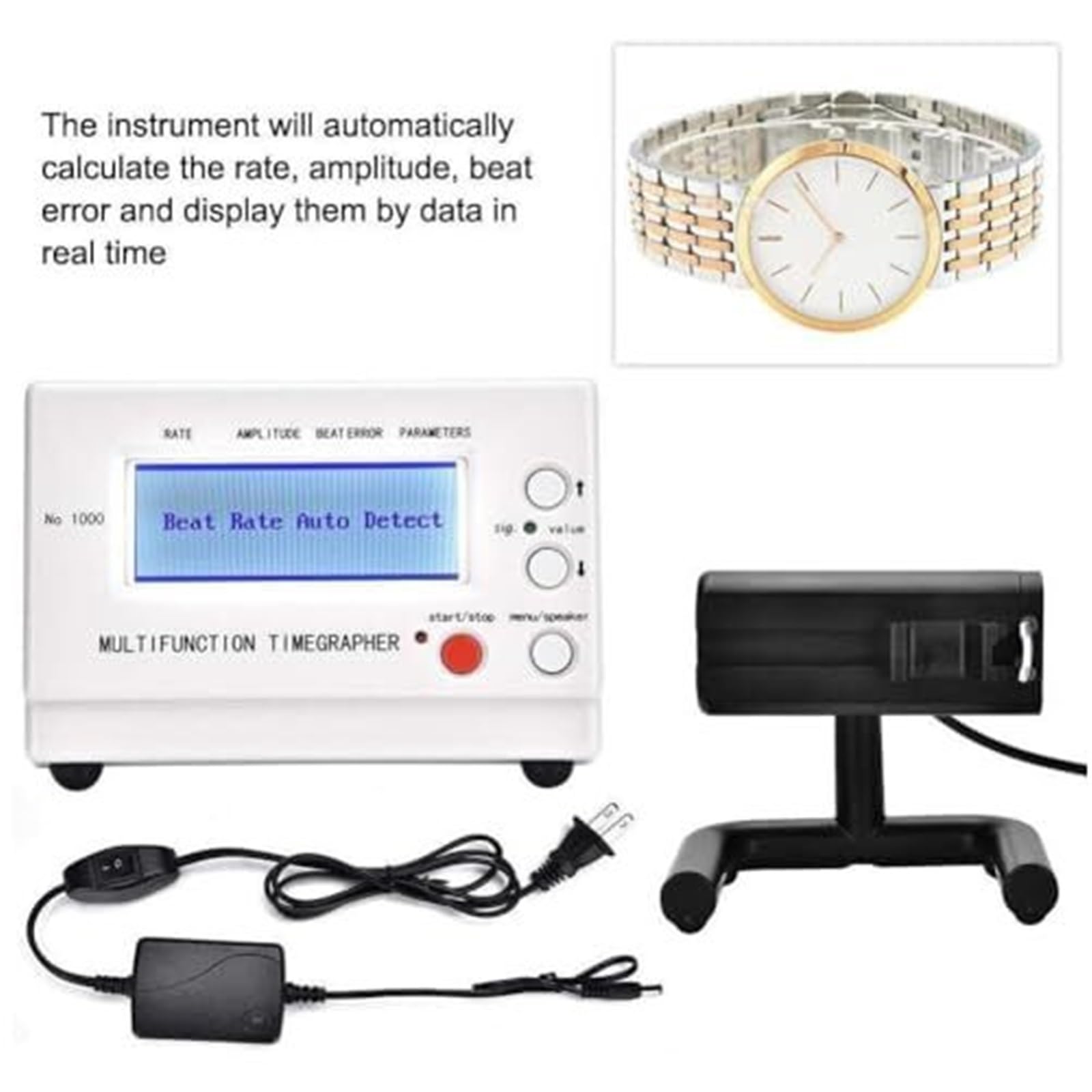 Zegarek Timegrapher z czujnikiem mikrofonowym, wyświetlaczem LCD, narzędzie do kalibracji pozycji do zegarków mechanicznych i automatycznych, do horologii i naprawy