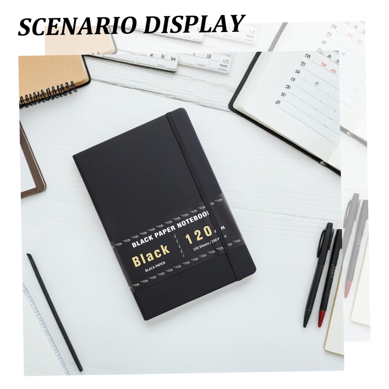 Quaderno Nero Carta Spessa 200 Pagine A5 per Schizzi e Appunti, Carta Pu Versatile e Facile da Trasportare, Design Vintage per Journaling e Disegno