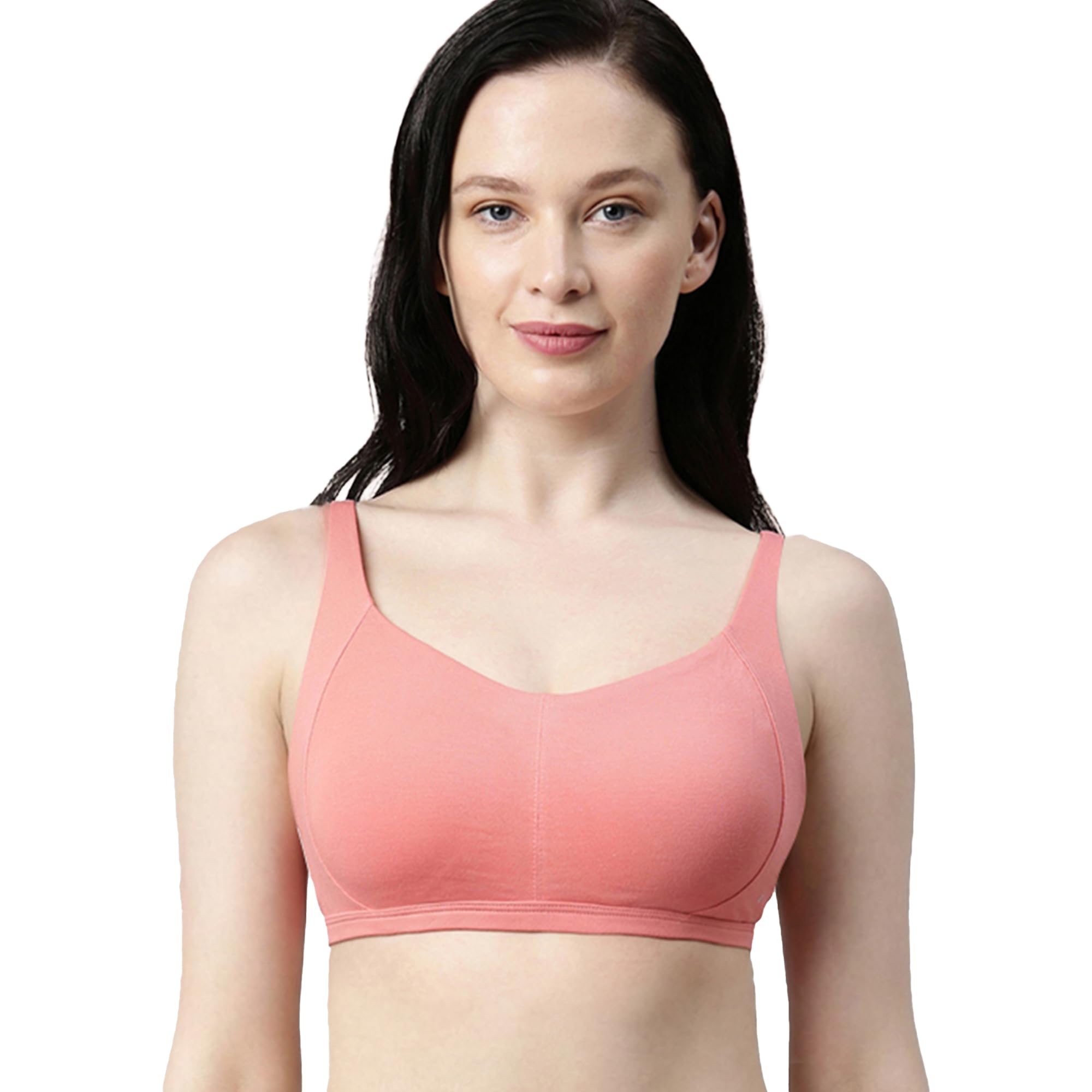 Enamor Innovations Intellifresh Antimicrobial Cotton Women's Everyday Minimizer T-Shirt Bra - Padded with Fixed Cups, Wirefree, Full Coverage - A058