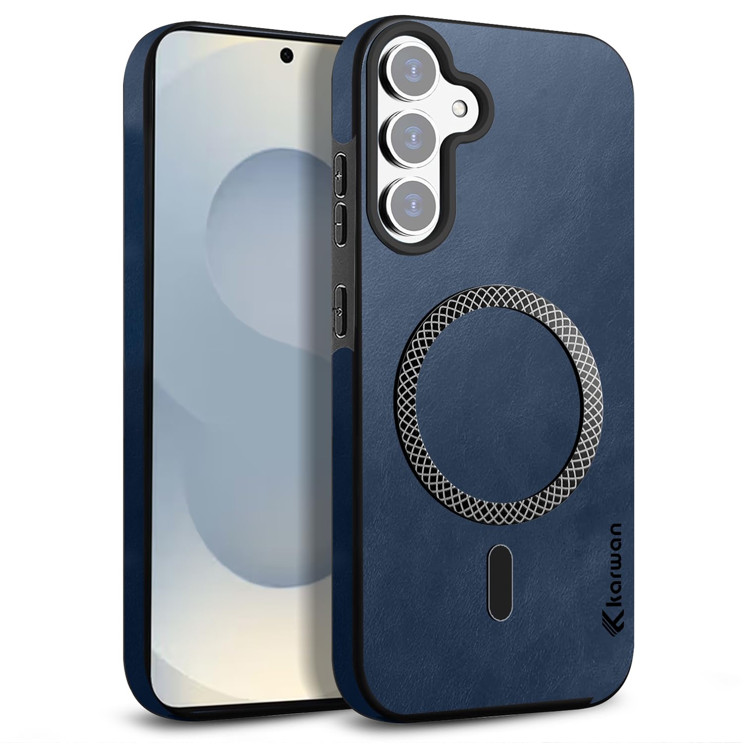 KARWAN Galaxy S24 FE Blue Hybrid Leather Case - Image 1