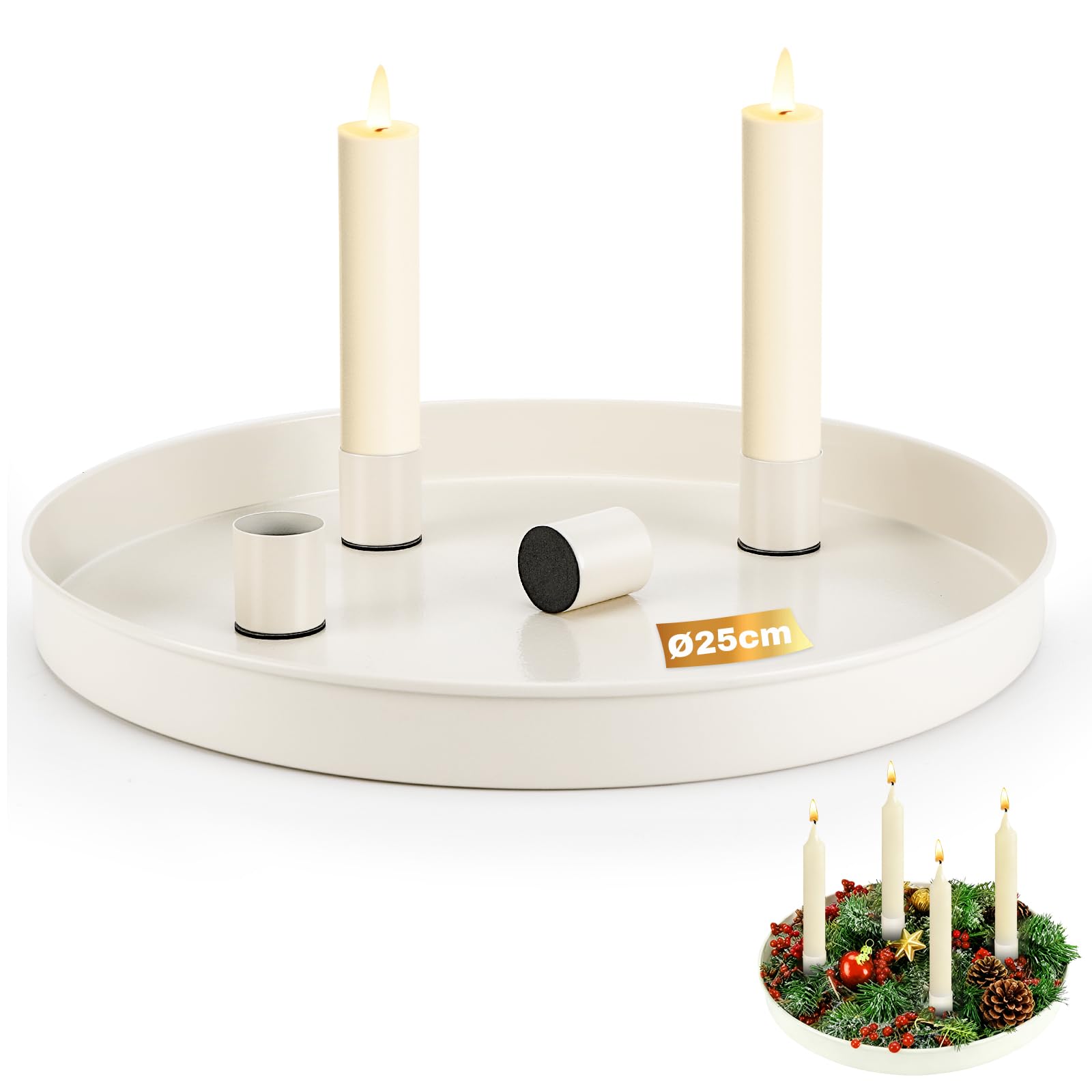 Dienblad met Sanga glazen kandelaars Bloomingville - 56cm