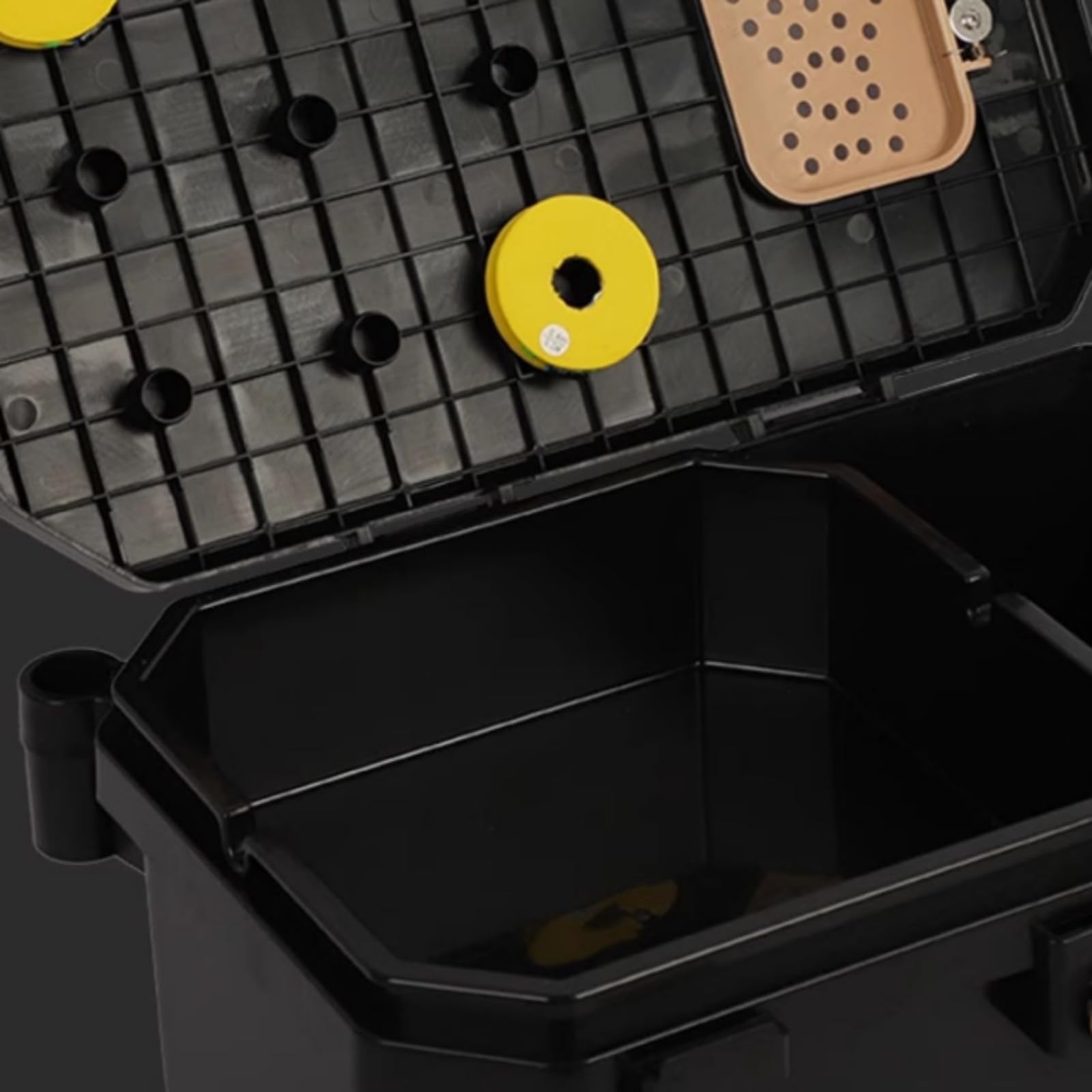 Contenedor de Pesca Caja Cubo Baúl Recipiente Elevado con Regulables para Terrenos Irregulares Tapa Antideslizante y Asa, Básico Cubo Desnudo con Patas Elevables Y Caja De Almacenamiento