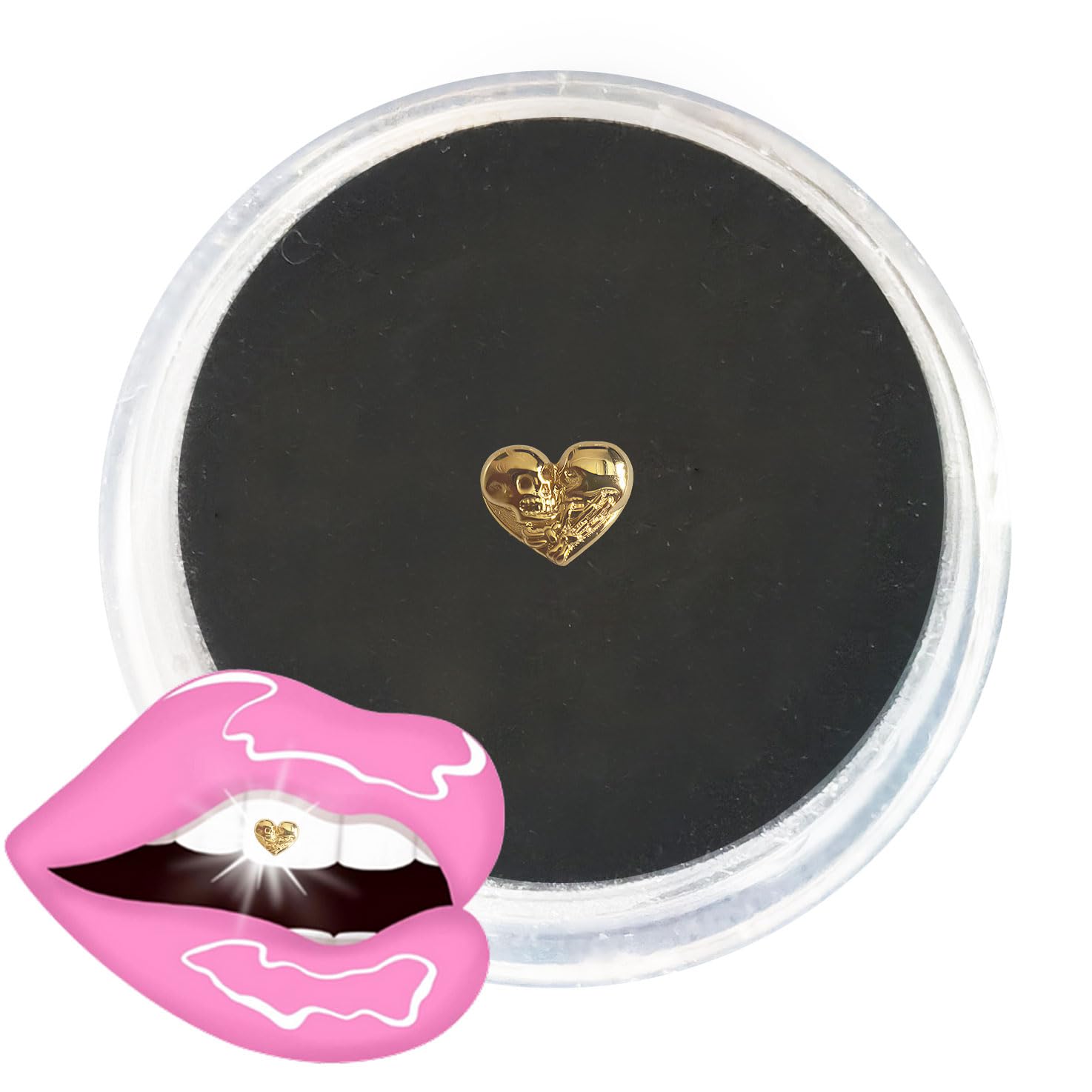 Chamon 8K Gold Tooth Gems Skull Love Cosplay Party Salon Decorations