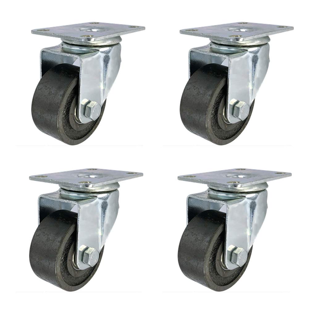 CASTOR Industrial wheels Heavy duty casters 1.5 inch / 50mm / 2.5 inch for furniture Plate swivel cast iron Casters 400kg High temperature resistance Ttansport 4 packs