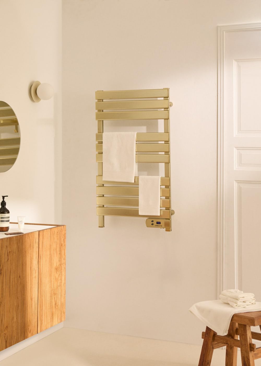 CREATE / Warm Towel 500 W/Radiatore Elettrico da Bagno Oro, 96,9 x 55 x 5 cm, termostato, Basso consumo