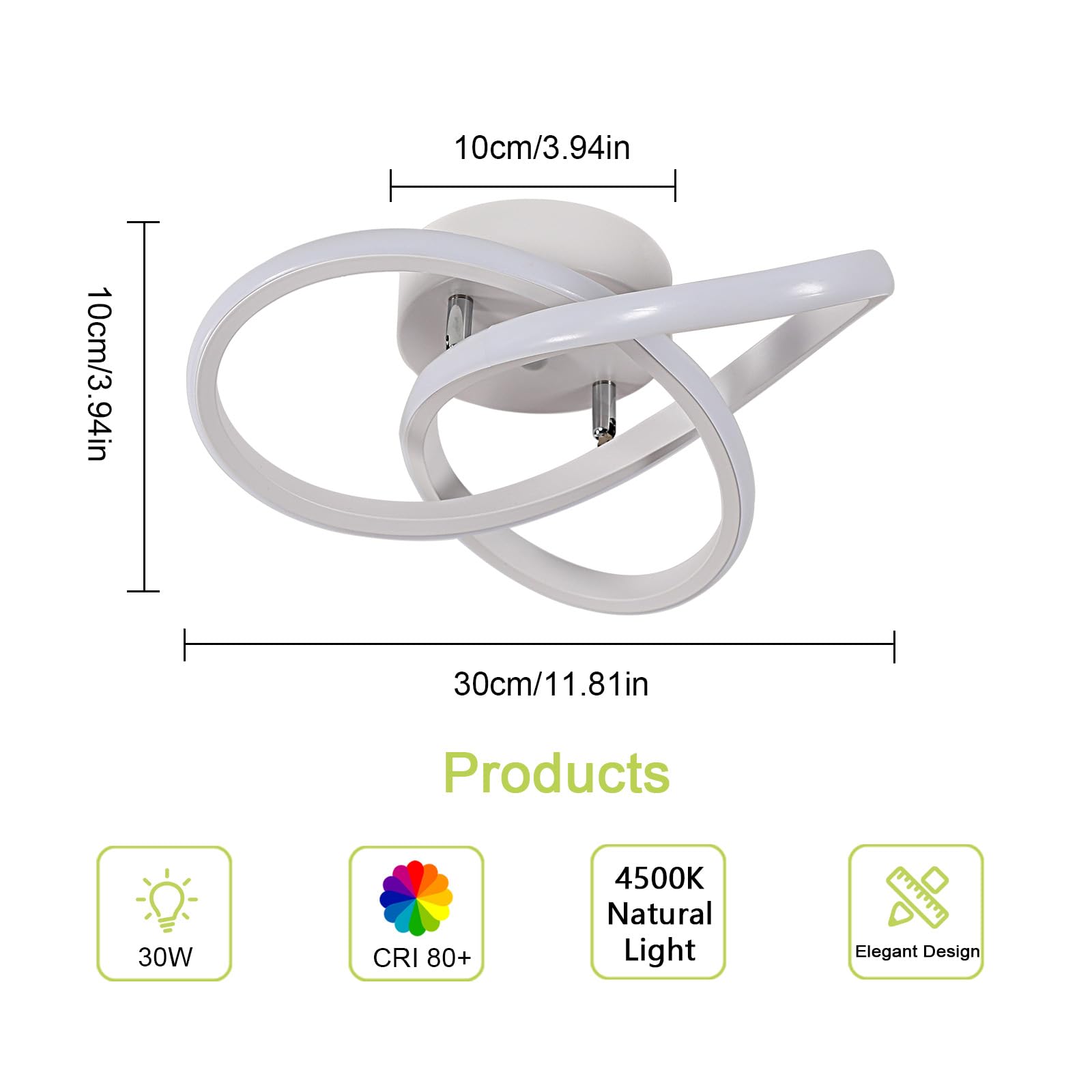 Comely Plafoniera LED Soffitto Moderna, 30W 3300LM Lampada da Soffitto LED Design Petalo, Bianco Acrilico Plafoniere per Camera da Letto Cucina Soggiorno Ufficio Balcone, 4500K Luce Naturale