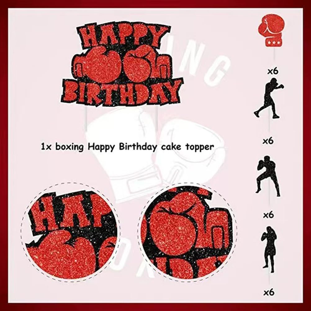 Gyufise 1 topper per torta di buon compleanno con fiocco glitterato