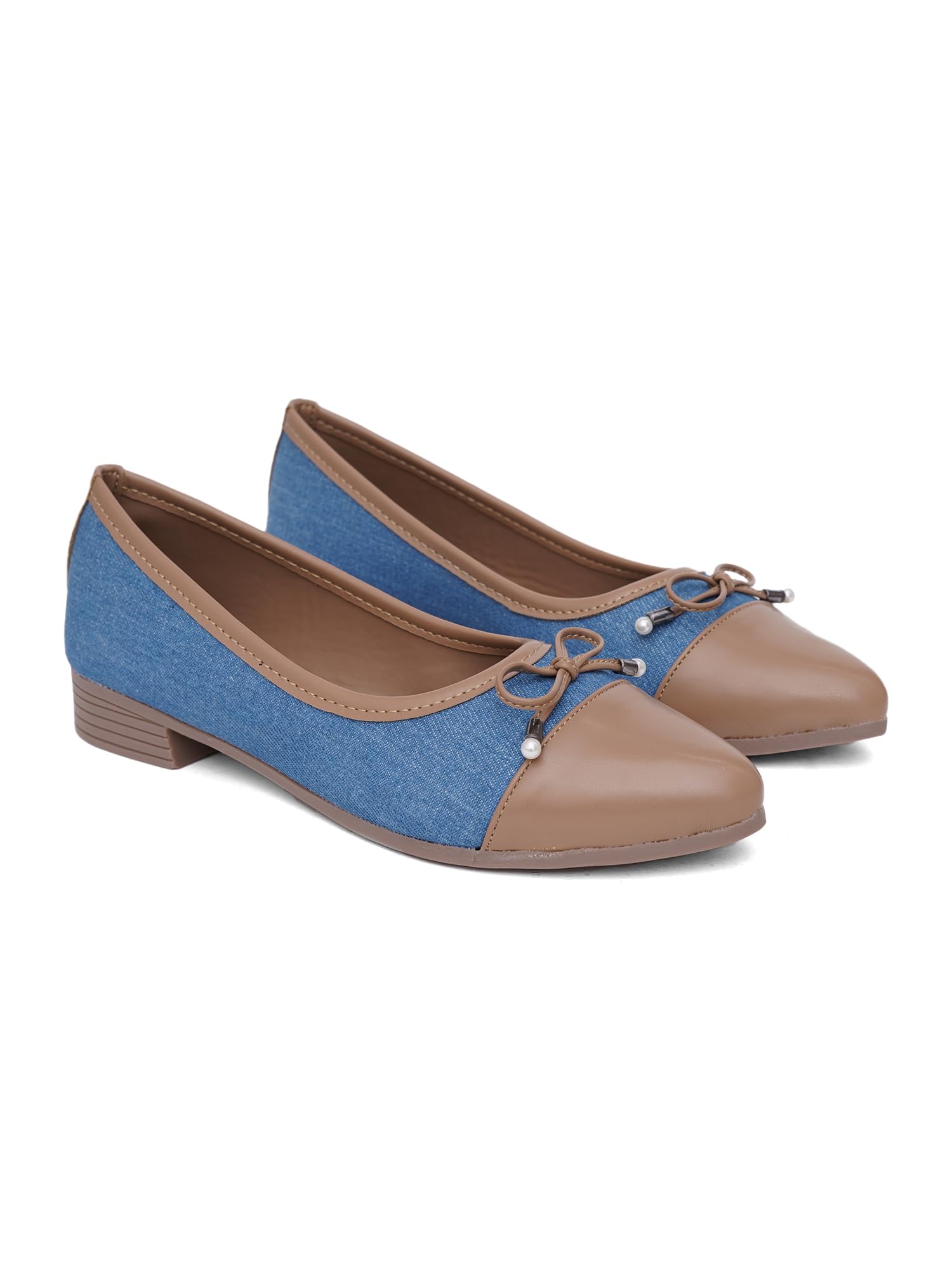 Womens Flurina Denim Bow Ballerina Flats for Women & Girls | Lightweight Slip-On Casual Shoes | Soft Sole Comfortable Footwear-image-32