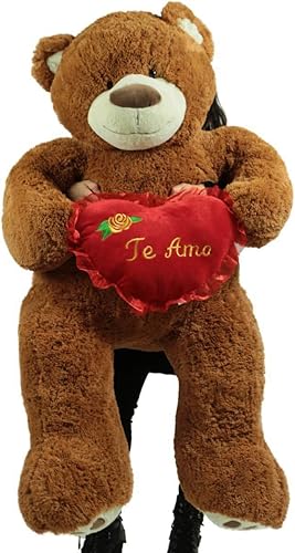 Te Amo - Oso de peluche gigante de 5 pies, color marrón, suave, con texto en inglés "I Love You"