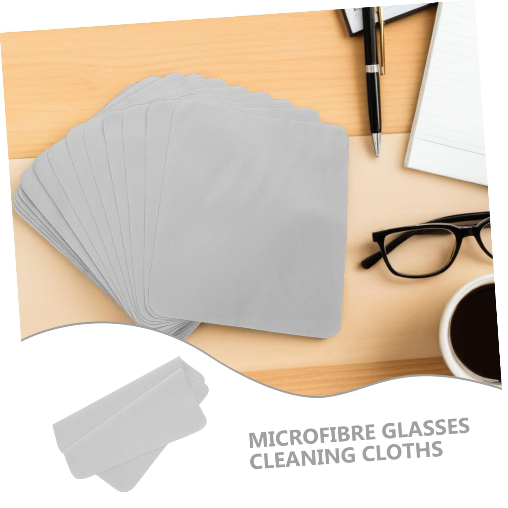 Yardwe 100 Piezas Paños de Microfibra Doble Cara para Limpieza de Gafas y Pantallas Unidades Suaves y No Abrasivos para Lentes Teléfonos Tablets y Cámaras Color Gris