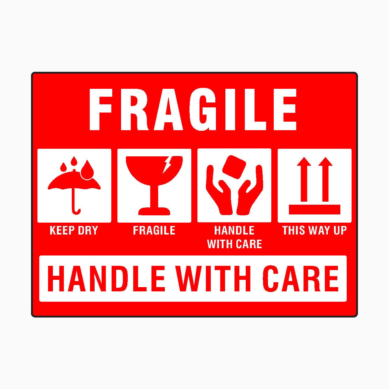 FRAGILE HANDLE WITH CARE Sign, 12x8 Metal Tin Sign, Fragile items, handle carefully.