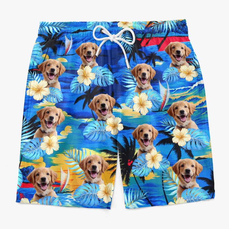 Pawfect House Funny Custom Swim Trunks Men with Face, Mens Board Shorts Swimwear, Hawaiian Beach Shorts Swim Shorts for Men4