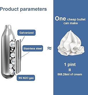 Anyuwen Whipped Cream Chargers N2O Nitrous Oxide 9-Gram Cartridge for Whipped Cream Dispenser, 100 Pack