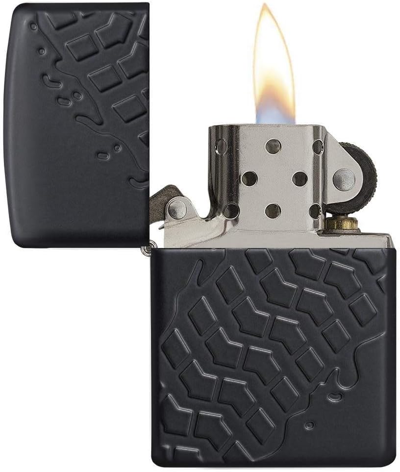 Zippo Armor Tire Tread Black Matte Pocket Lighter, One Size