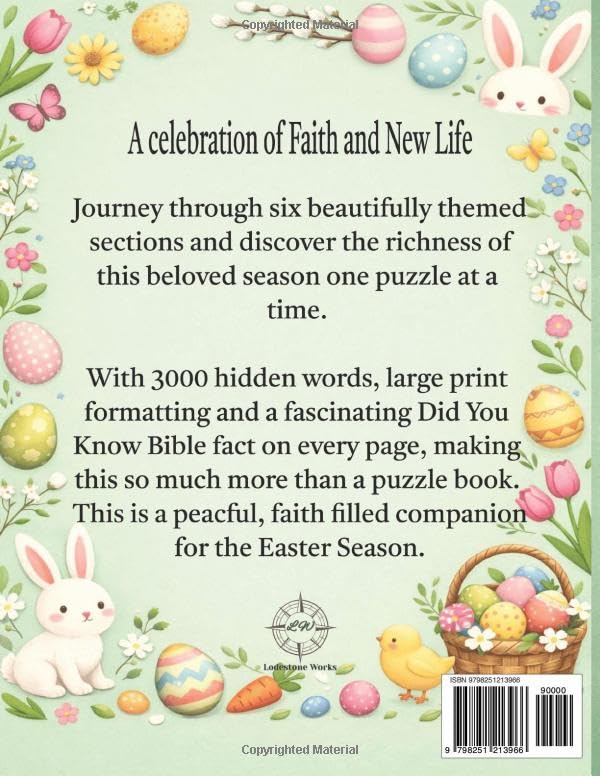Christian Easter Word Search for Adults and Seniors: Large Print Word Find Puzzle Book with 3000 Hidden Words, 6 Themed Sections and Bible Facts on Every Page image 3