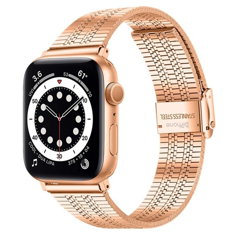 Bracelet montre iOS 38 40 41 mm DrPhone RSV2 or rose parfait du bureau aux soirées chic