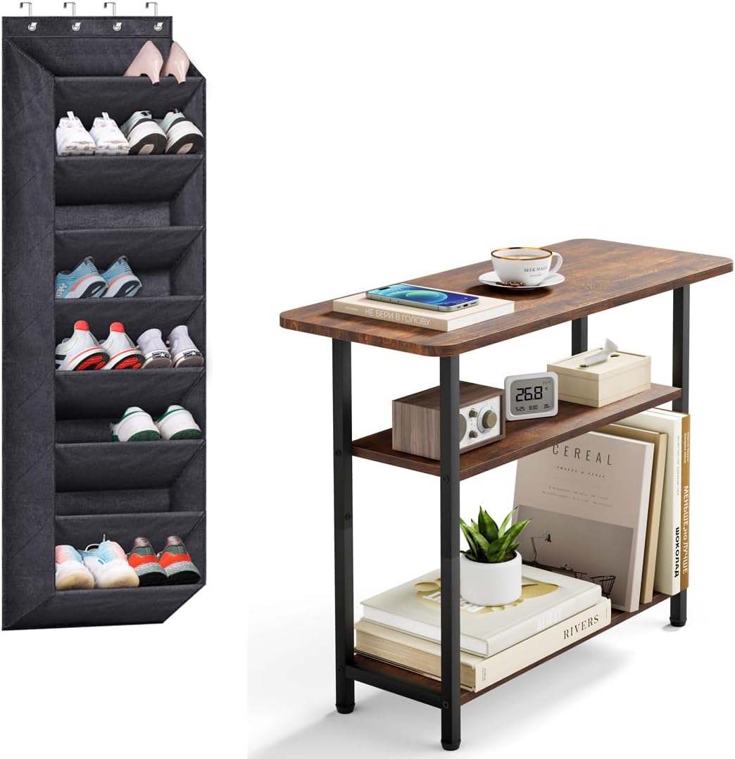 SLEEPING LAMB Over The Door Shoe Organizer and 3-Tier Side Table for Living Room