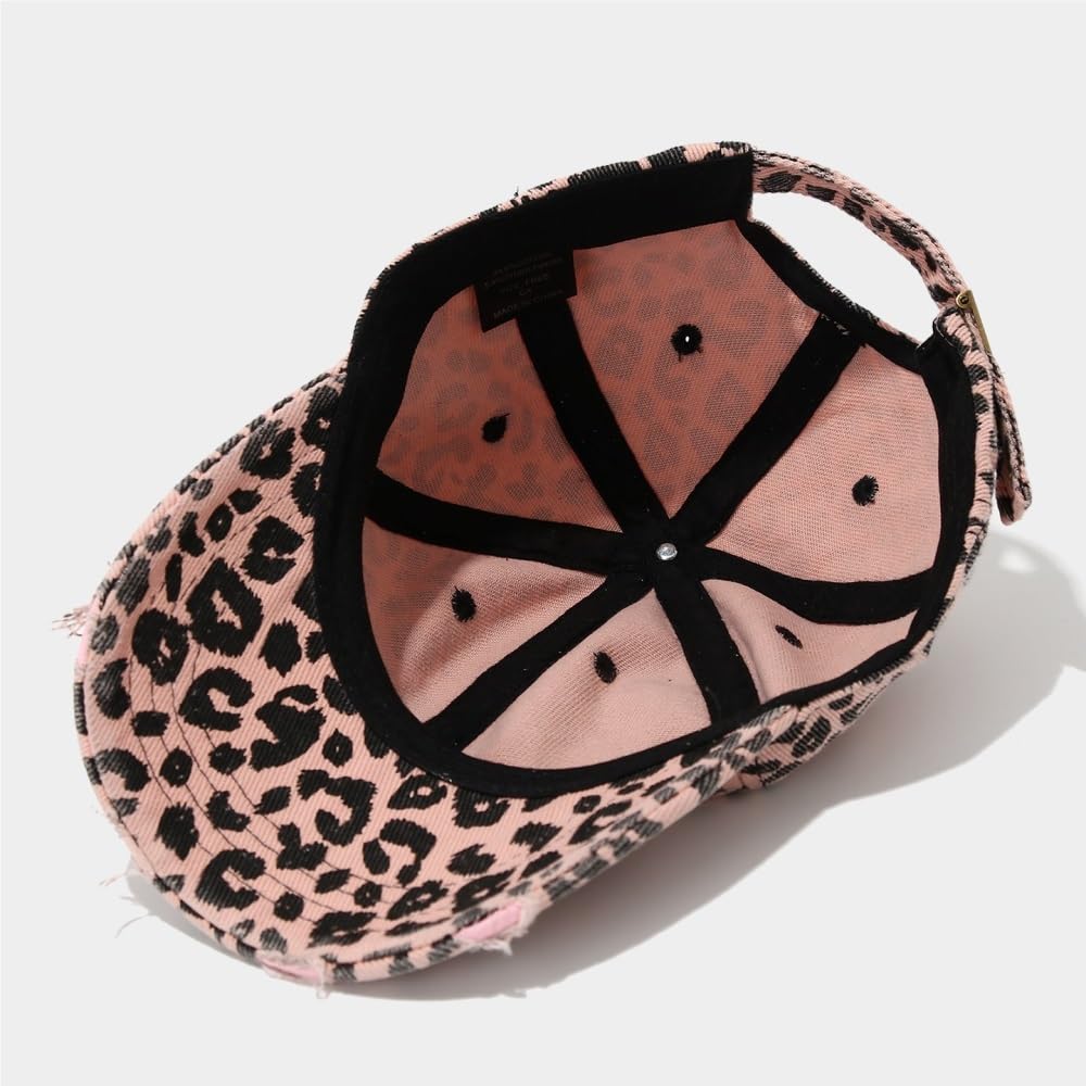 Superior Vintage Leopard Print Y2K czapka z daszkiem, unisex, stylowy postarzany design, wszechstronna modna czapka z rondem