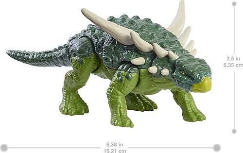 Miniatura 3 de Mattel Jurassic World - Figura de acción de dinosaurio de fuerza feroz, juguete de dinosaurio Sauropelta con articulaciones móviles, escultura