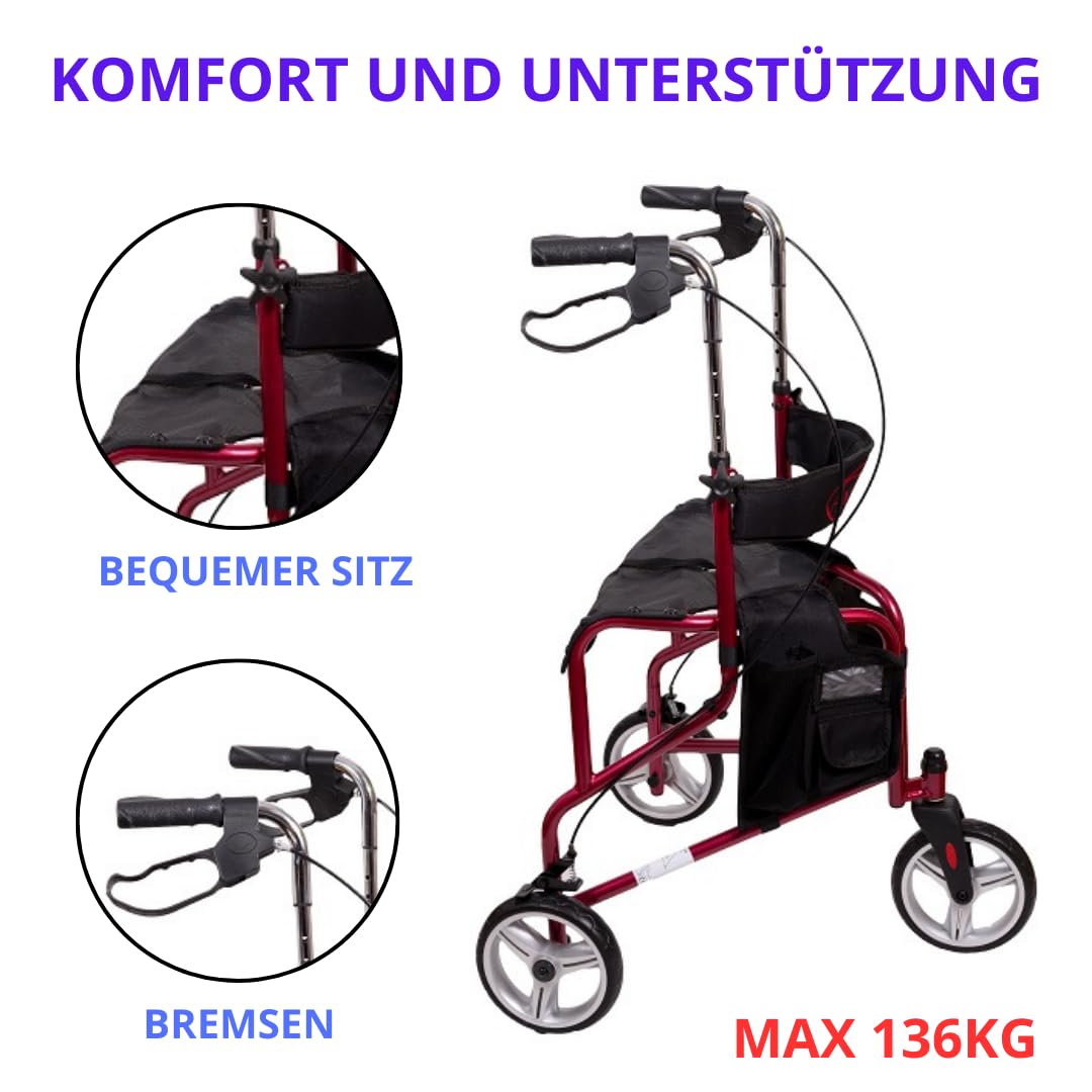 Antar AT51004 Alluminio Triciclo Camminatore 6 kg, Rosso