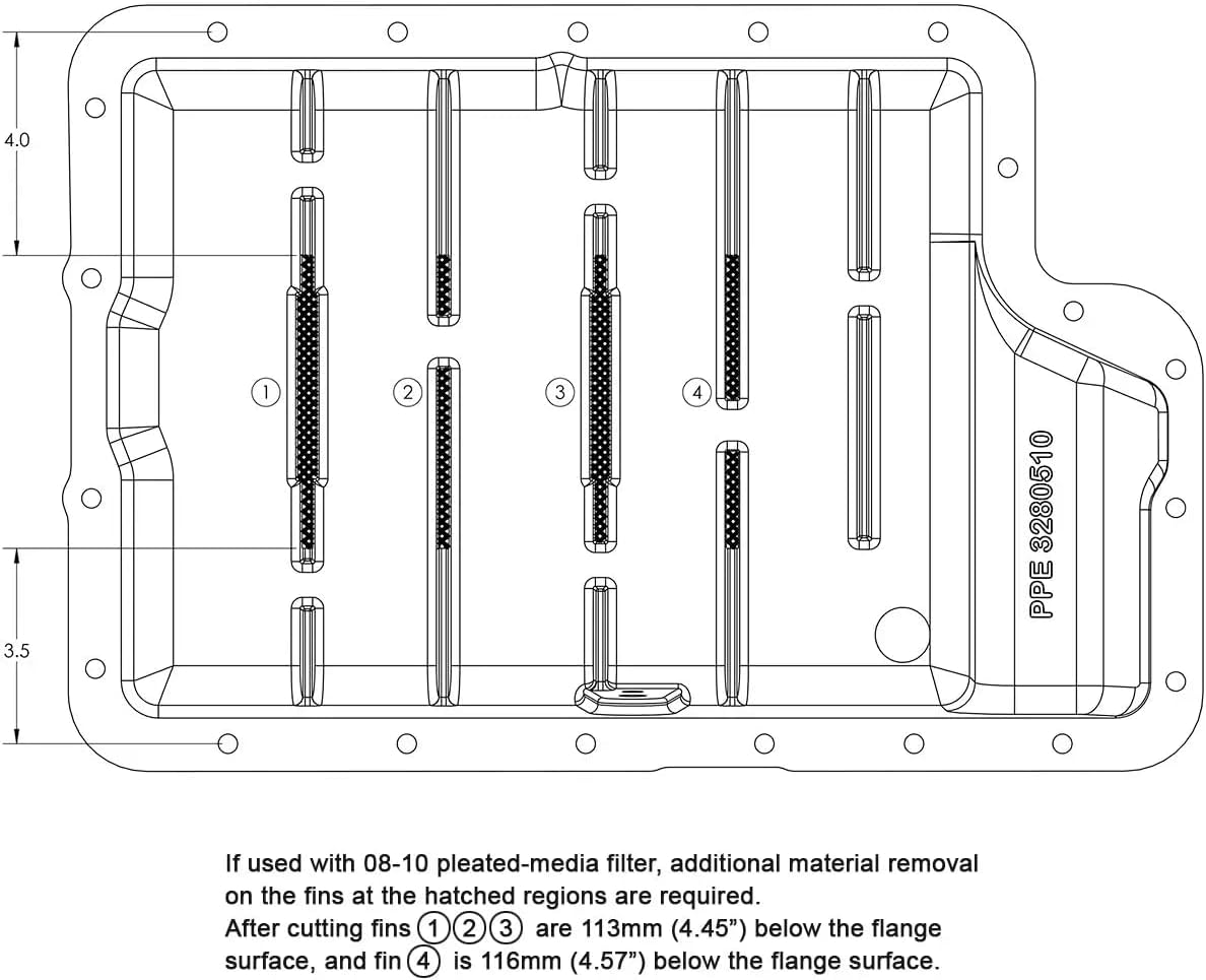 PPE Heavy Duty Cast Aluminum Deep Transmission Pan (Brushed) 328051010 Compatible for Ford 2003-2007 Super Duty with 5R110 Transmission