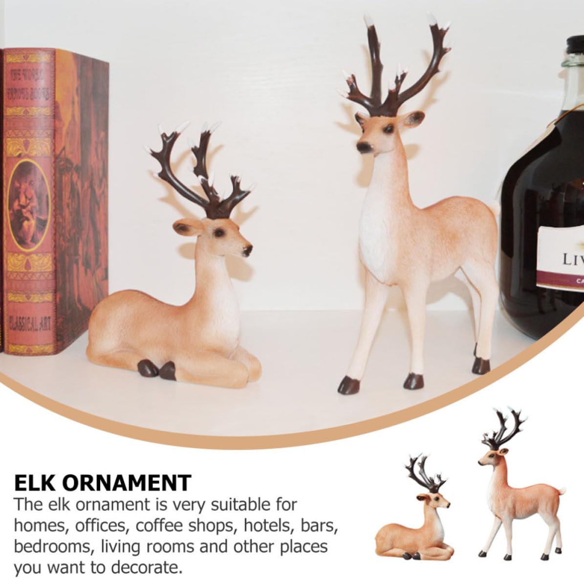 1 Paar Dekorative Elchfiguren aus Kunstharz als Ornament und Fotorequisite für Wohnzimmer und Schlafzimmer zur Stilvollen Haushaltsdekoration