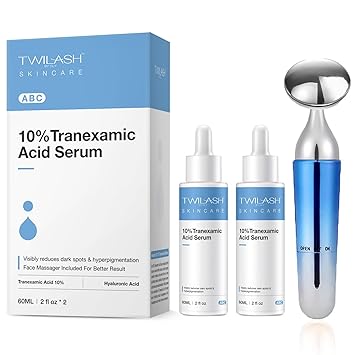 10% Tranexamic Acid Serum, Dark Spot & Hyperpigmentation Treatment Serum Advanced Formula with 10% Tranexamic Acid, 5% Niacinamide, and Bakuchiol - 60ml*2, 4 Fl Oz