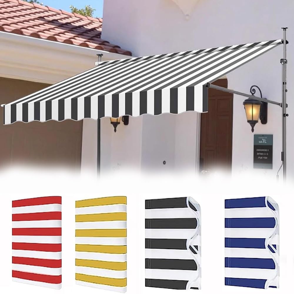 Toldo retráctil impermeable de 3 x 2,5 m para jardín, patio, balcón, toldo de repuesto de tela (negro, 13x10ft / 400 x 300 cm)