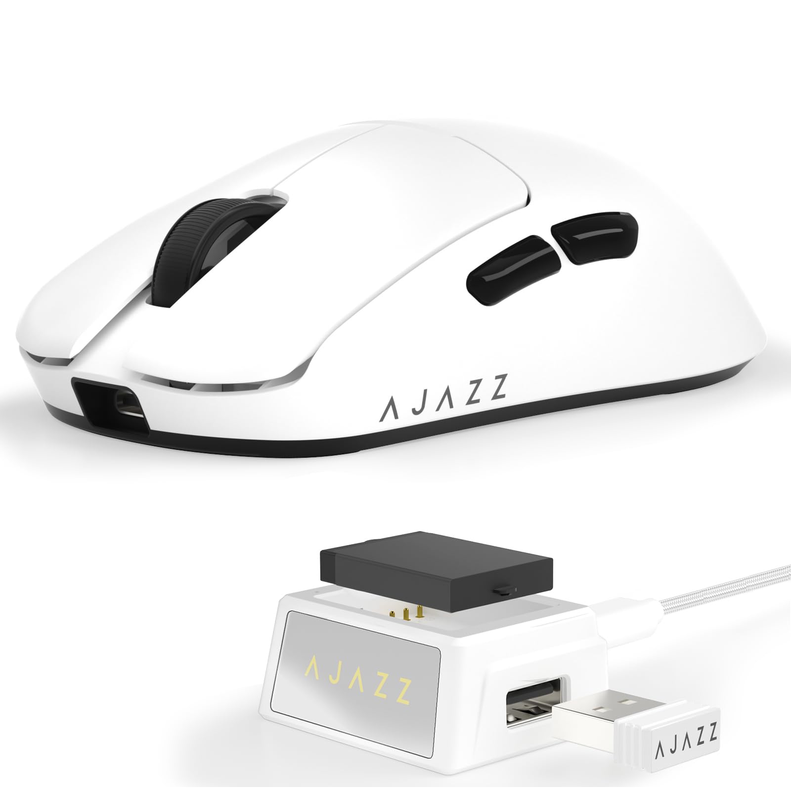 FREEWOLF X AJAZZ AJ159 V2 Ratón Gaming Inalámbrico, Batería Hot Swap, Triple Modo (2.4G/Bluetooth/Cableado), Sensor PAW3395, Ultraligero 54 g, hasta 32000 dpi, Tasa de Sondeo 1000Hz