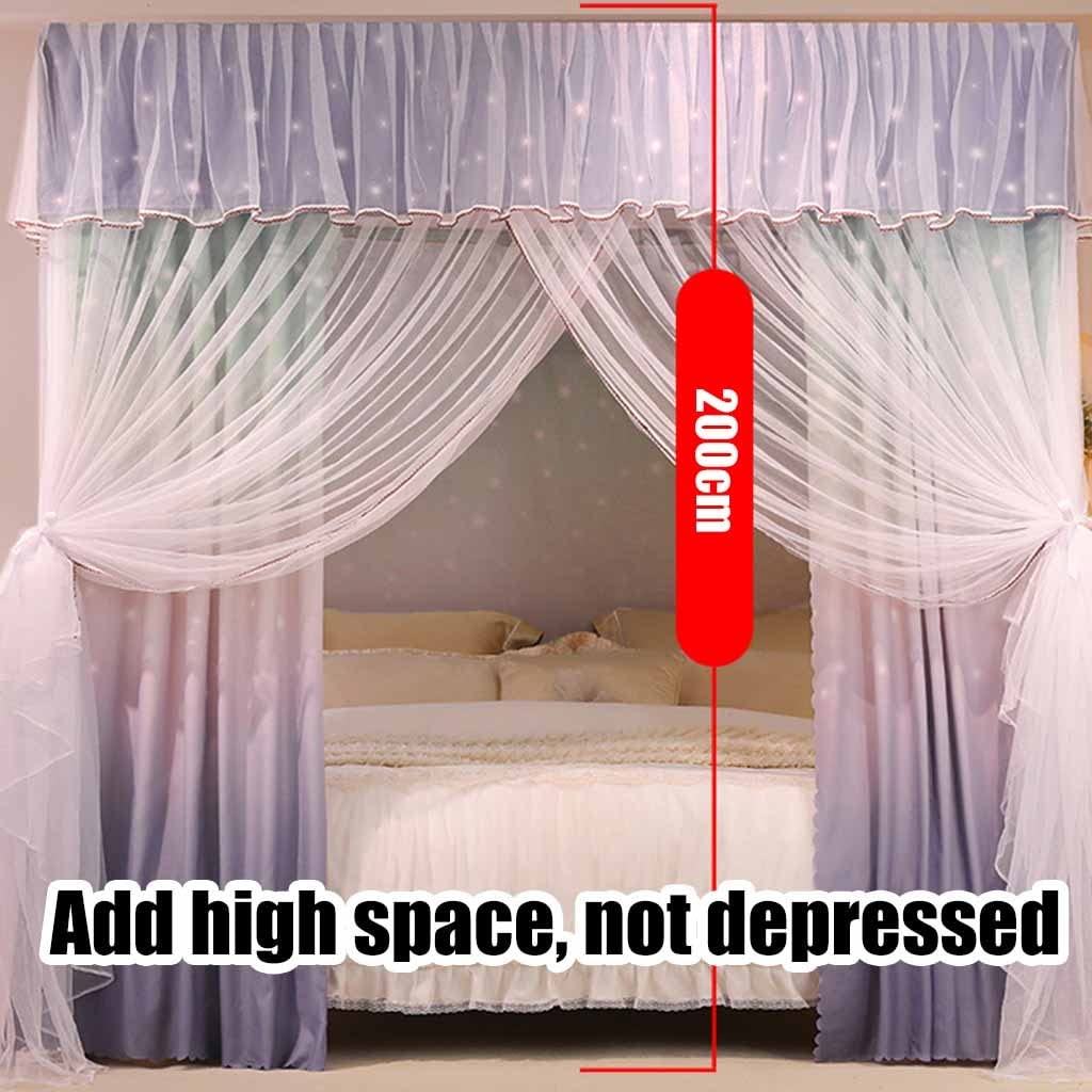 2m dekoracyjna moskitiera na łóżko do sypialni Queen King Size 4-pinowa zasłona na łóżko (kolor, styl, rozmiar 5, 2x2,2x2 m)