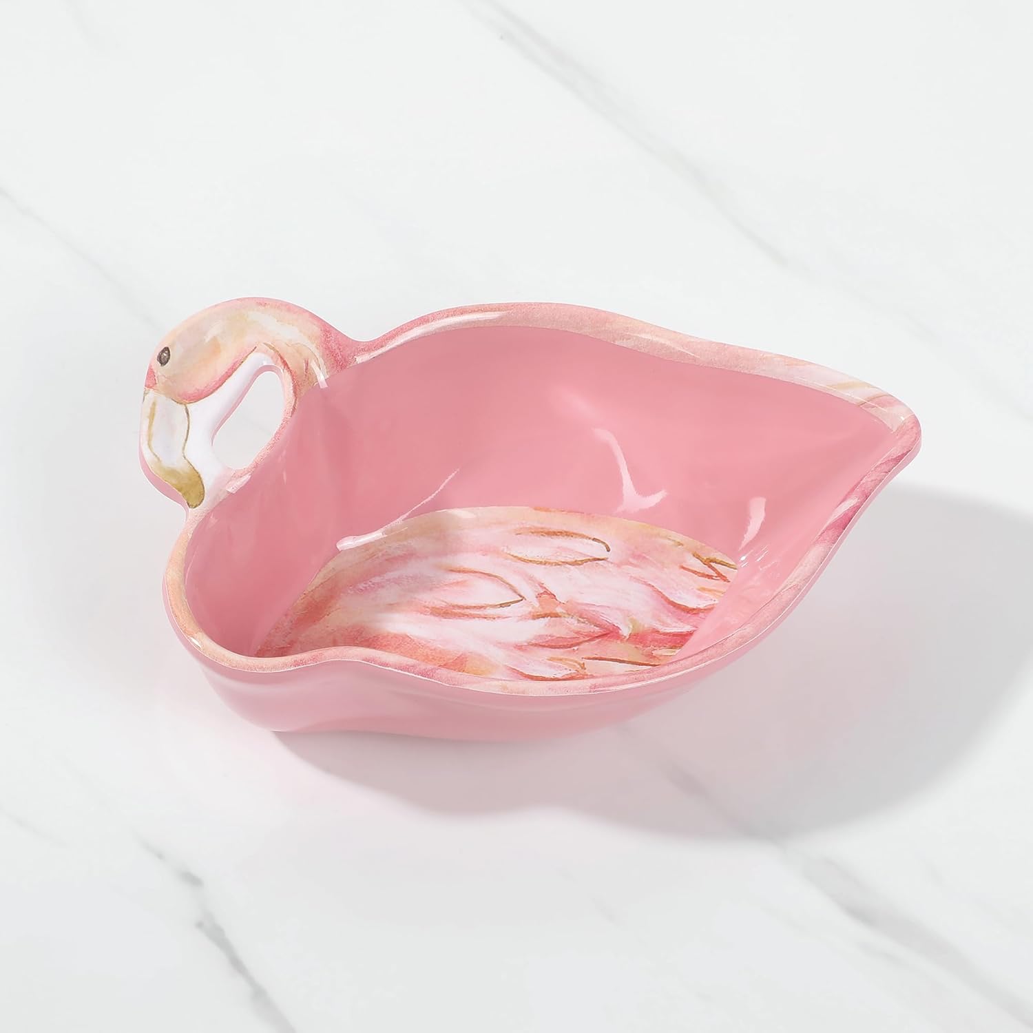 UP UPware Flamingo Shaped Dessert Bowls, Small Serving Bowls, Durable and BPA-Free, for Snacks, Salads, Pasta, and Side Dishes, Pink, 6.25 x 4.25 Inch, Set of 4