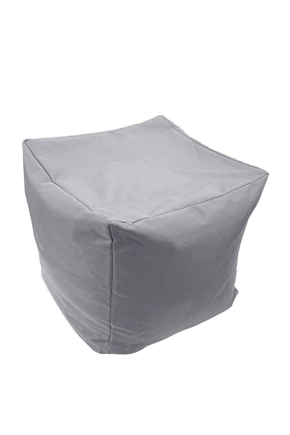 AMBERLINNEN LTD Waterproof Garden Cushion Furniture Filled Foot Stool Cube Beans Bag Outdoor (Silver)
