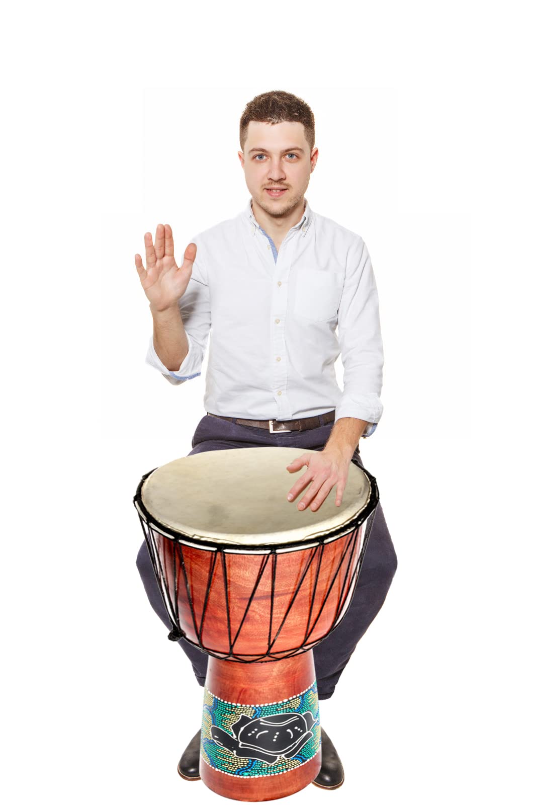 50cm Anfänger Djembe Trommel Bongo Drum Holz Bunt Elefant Afrika