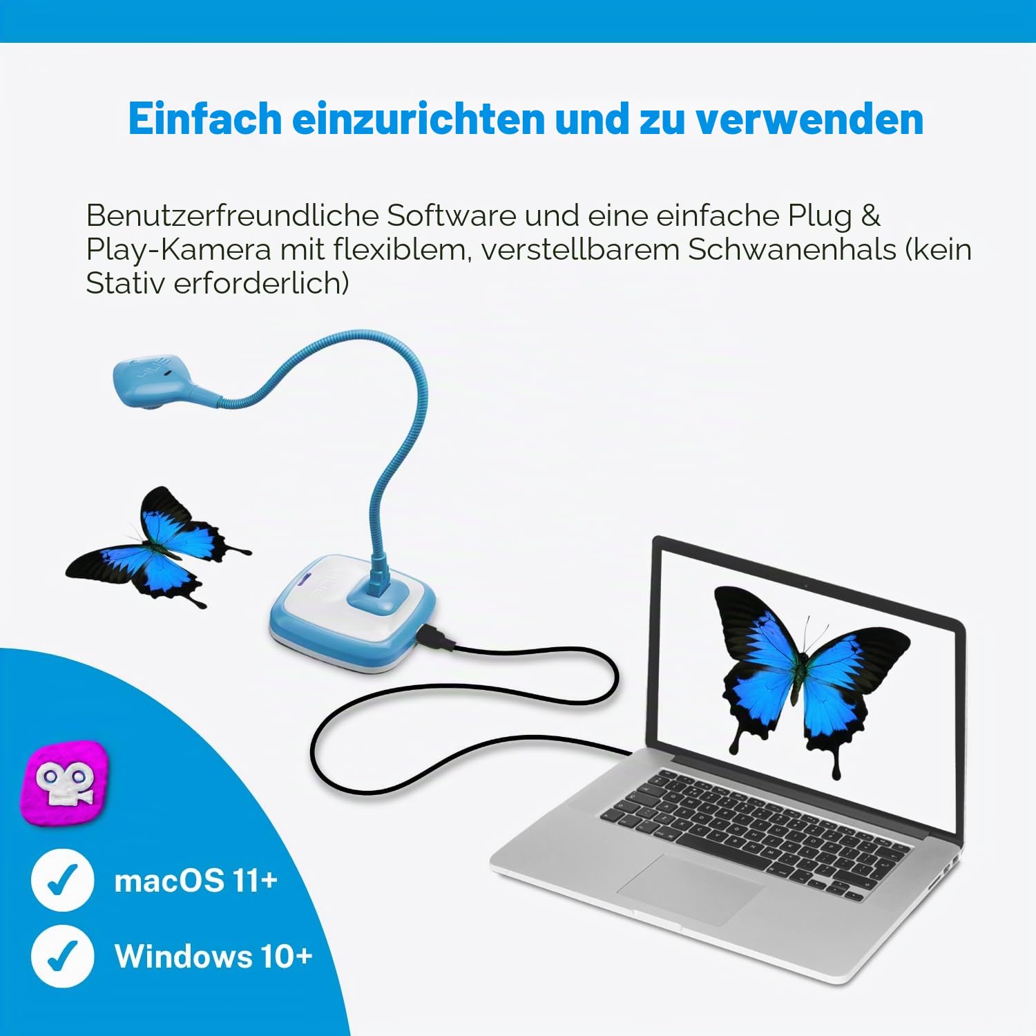 HUE Animation Studio Pro: Stop-Motion-Kit für Windows/macOS, Schwarz | Kinder/Jugendliche & Bastler ab 7 Jahren, Full HD 1080p flexible Kamera, integriertes Mikrofon, LED-Lichter, Software, Buch